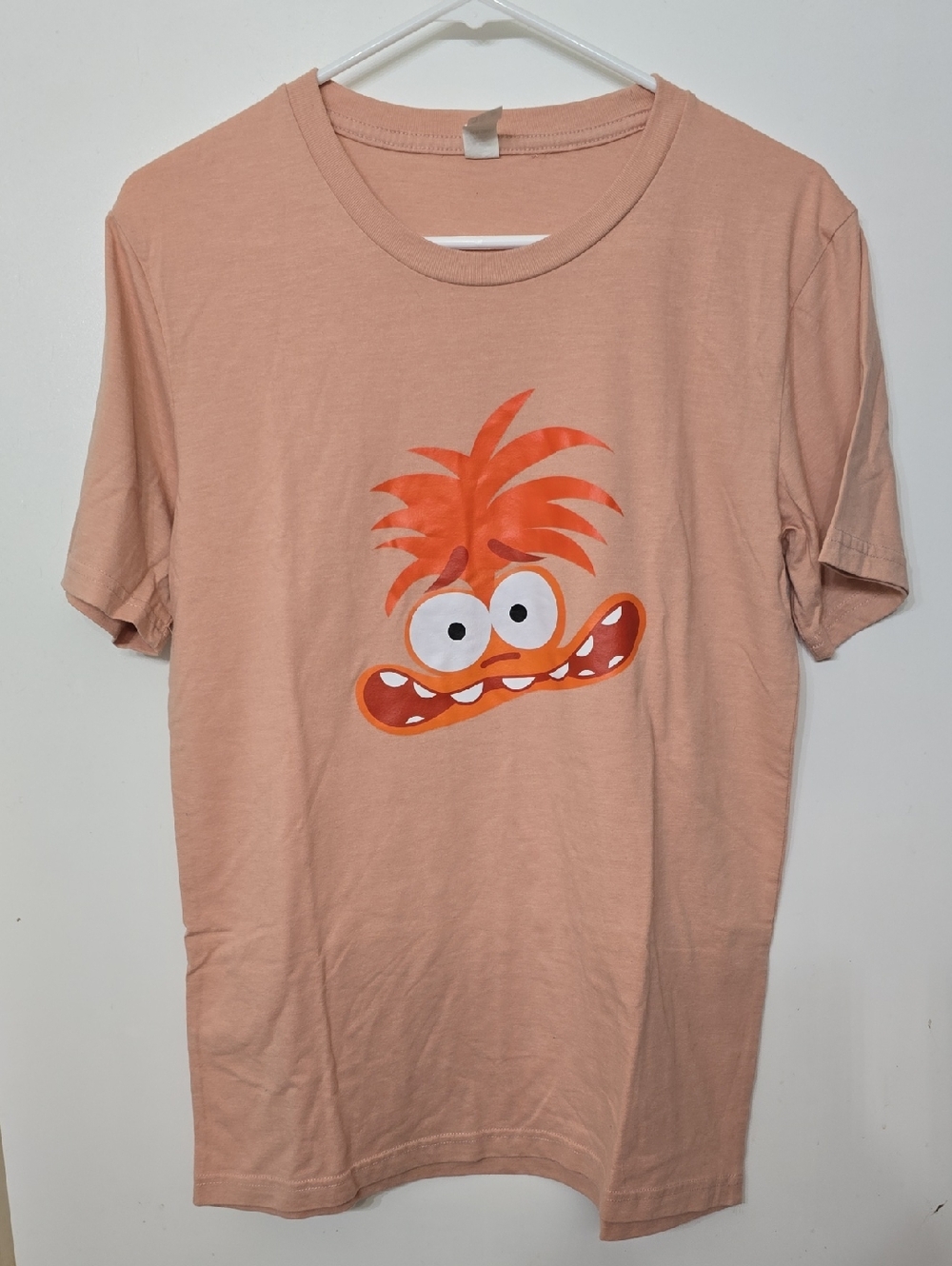 Dusty Peach Short Sleeve Tee With  "Anxiety" Graphic Size M